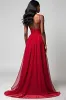 Red Spaghetti Straps A Line Long Bridesmaid Dress sold by Zapaka