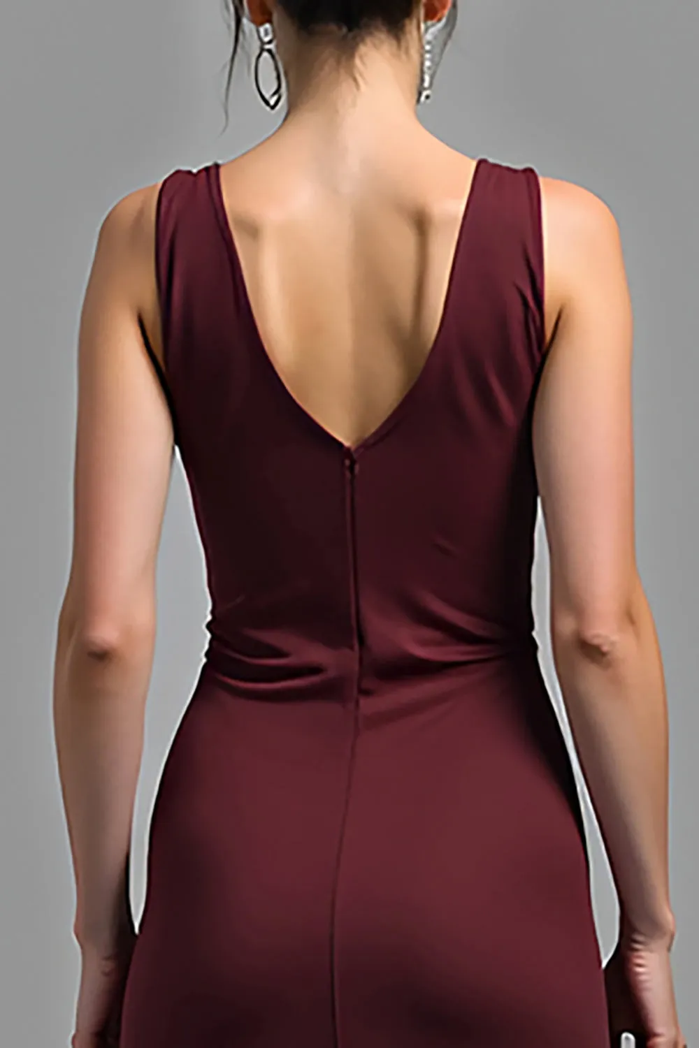 Simple Cabernet Mermaid Spaghetti Straps Long Bridesmaid Dress sold by Zapaka product image thumbnail 5