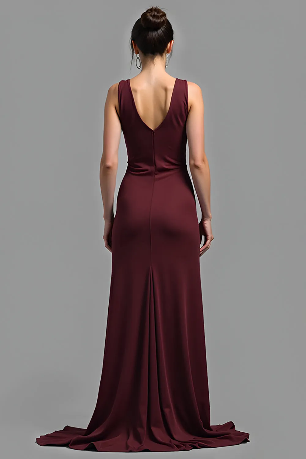 Simple Cabernet Mermaid Spaghetti Straps Long Bridesmaid Dress sold by Zapaka product image thumbnail 2