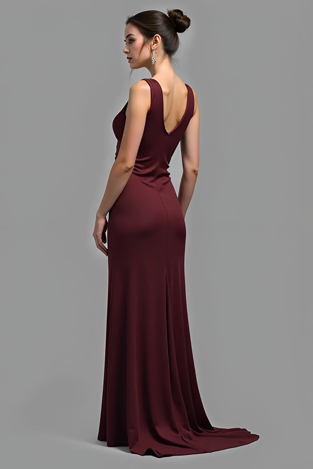 Simple Cabernet Mermaid Spaghetti Straps Long Bridesmaid Dress sold by Zapaka product image thumbnail 3