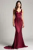 Mermaid Burgundy Spaghetti Straps Bridesmaid Dress sold by Zapaka