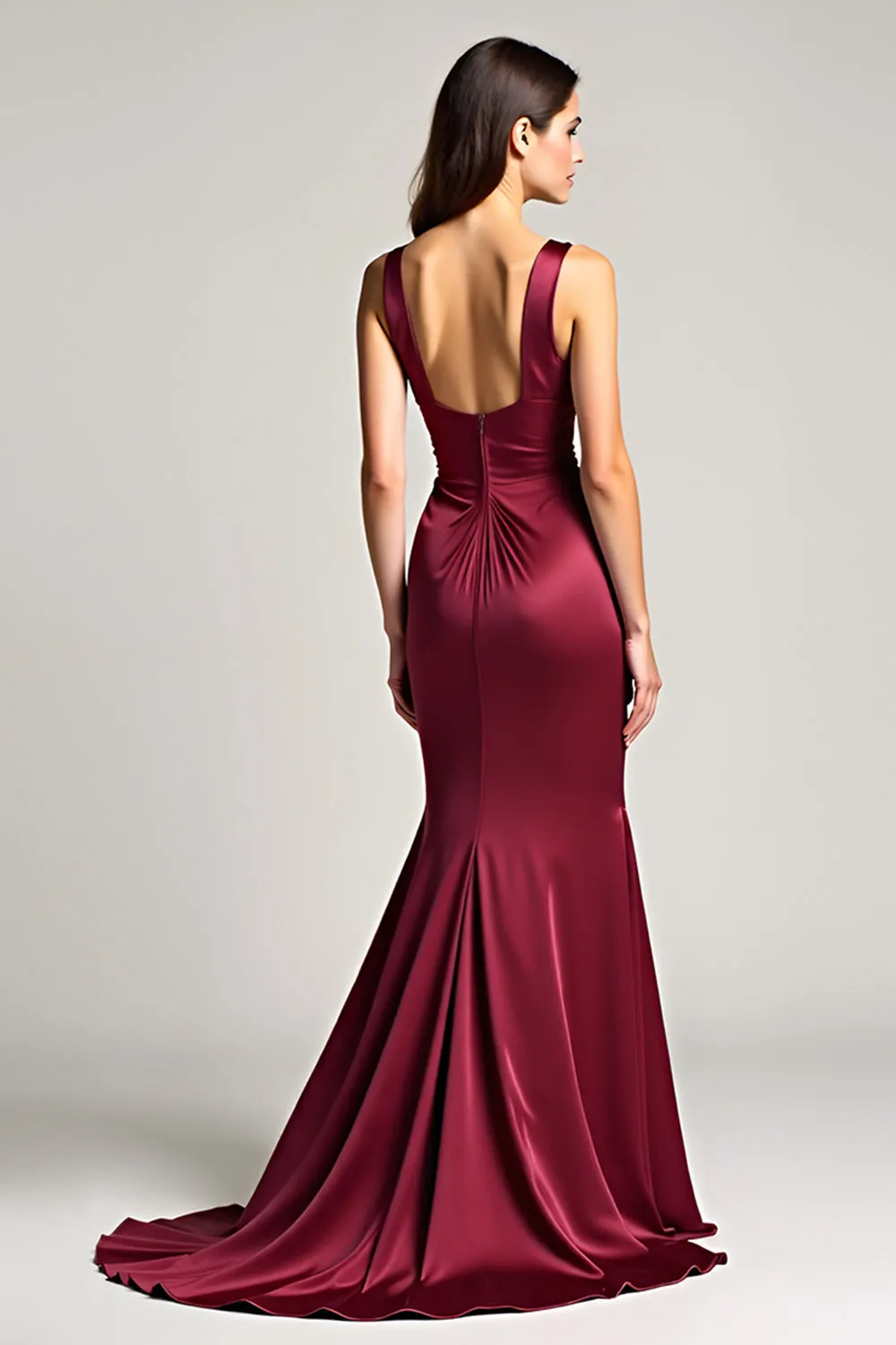 Mermaid Burgundy Spaghetti Straps Bridesmaid Dress sold by Zapaka product image thumbnail 2