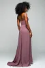 Grey Purple Halter Sheath Long Formal Dress with Slit sold by Zapaka