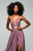 Grey Purple Halter Sheath Long Formal Dress with Slit sold by Zapaka