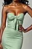 Dusty Sage Matte Satin Mermaid Strapless Long Prom Dress sold by Zapaka