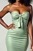 Dusty Sage Matte Satin Mermaid Strapless Long Prom Dress sold by Zapaka