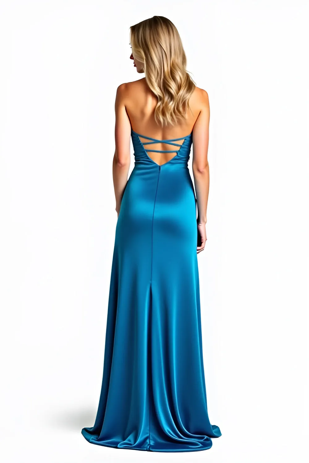 Blue Strapless Sheath Sequined Prom Dress with Slit sold by Zapaka product image thumbnail 2