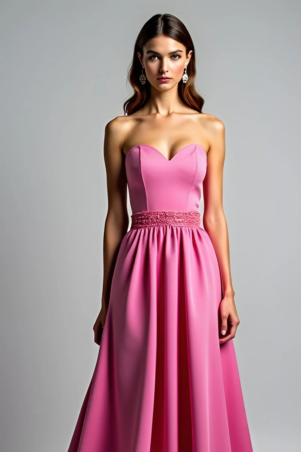 Fuchsia A Line Strapless Ruched Prom Dress sold by Zapaka product image thumbnail 4
