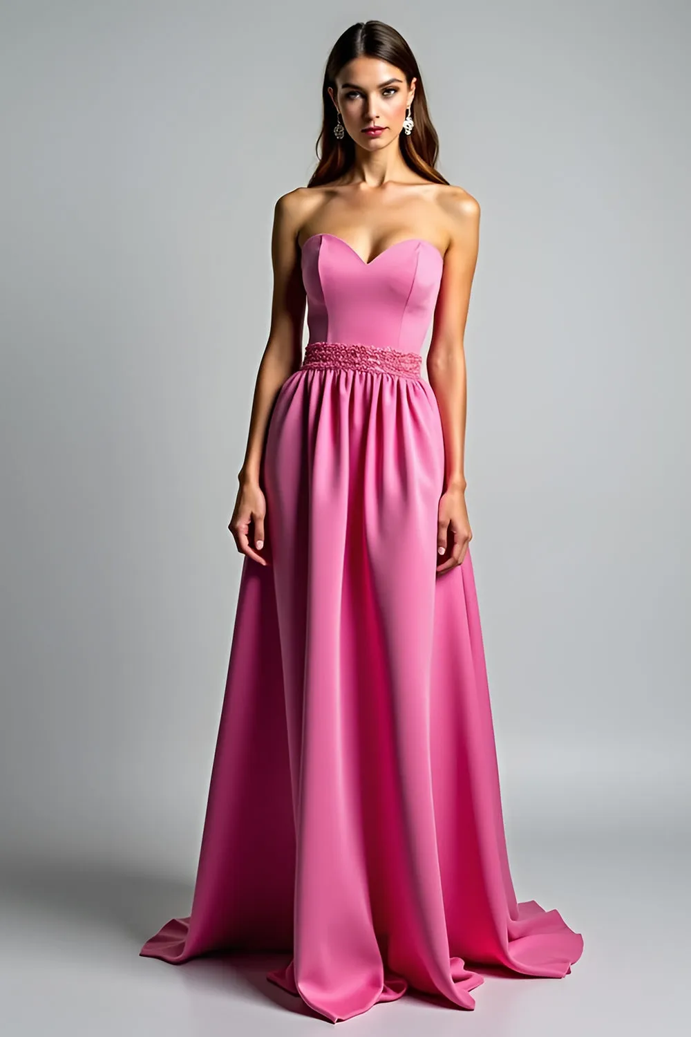 Fuchsia A Line Strapless Ruched Prom Dress sold by Zapaka
