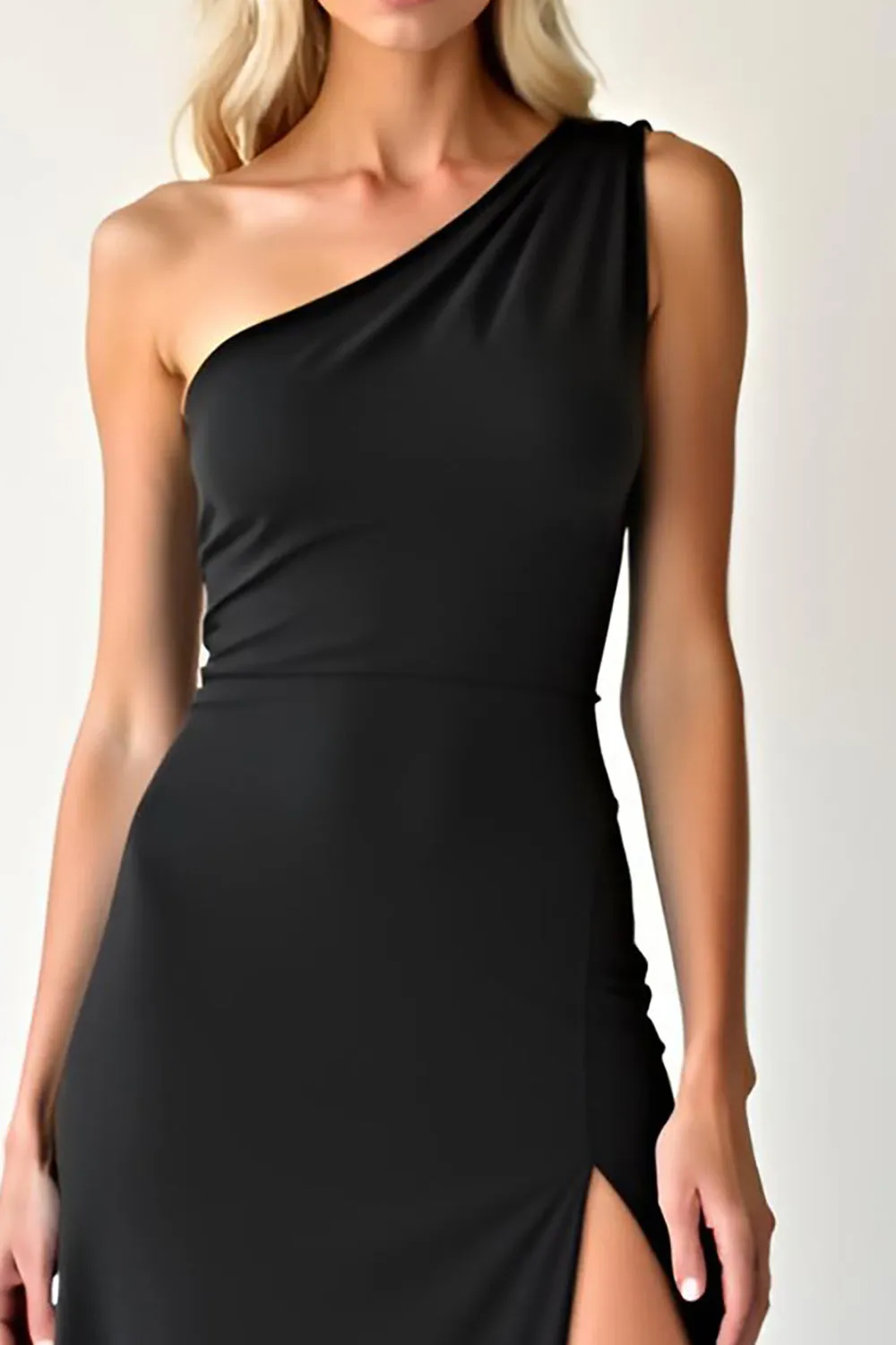 Elegant Chiffon Black One Shoulder Prom Dress with Slit sold by Zapaka product image thumbnail 2