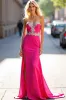 Appliques Fuchsia Strapless Sheath Prom Dress with Slit sold by Zapaka