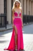 Appliques Fuchsia Strapless Sheath Prom Dress with Slit sold by Zapaka