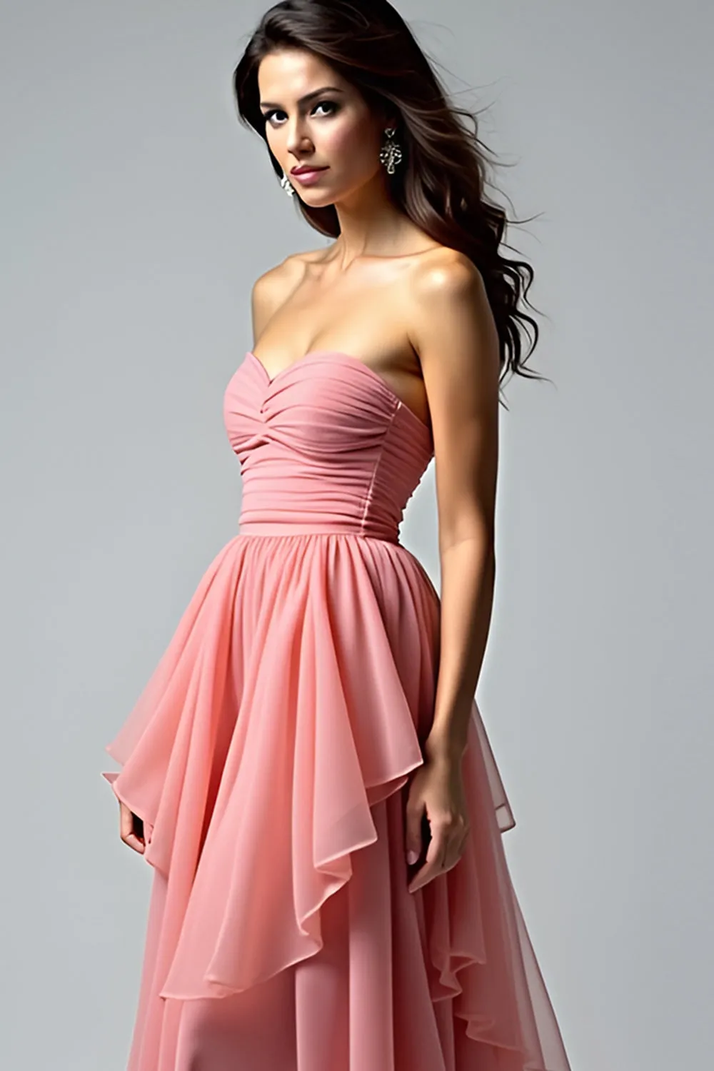 Dusty Rose Sweetheart Ruffled Prom Dress sold by Zapaka product image thumbnail 4