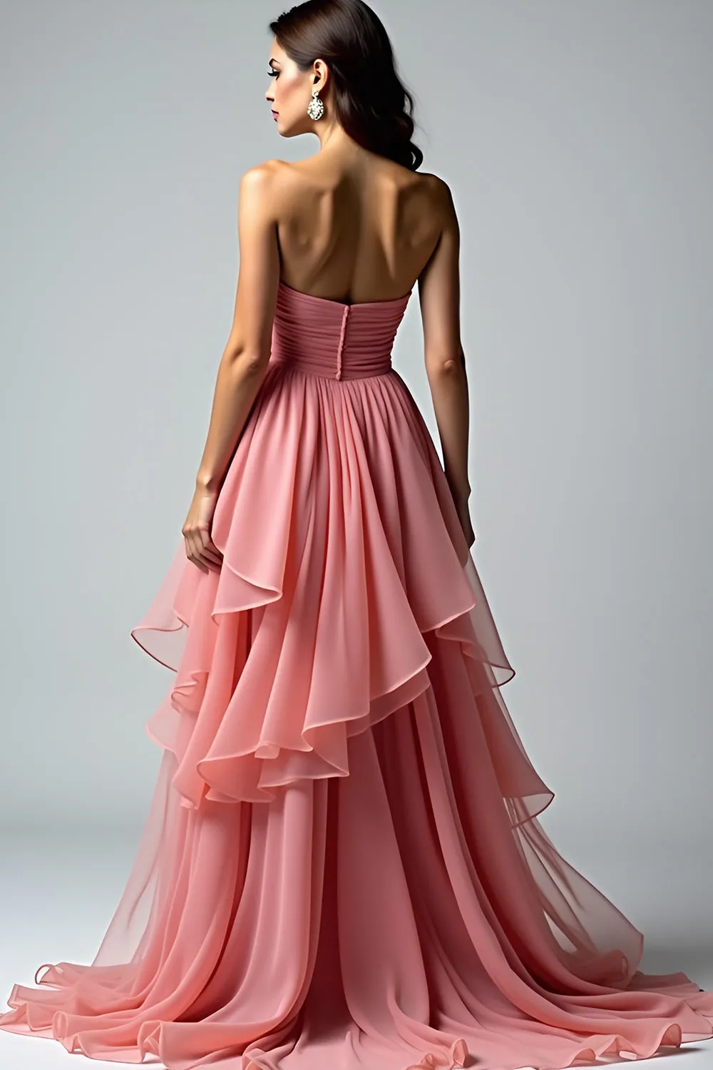 Dusty Rose Sweetheart Ruffled Prom Dress sold by Zapaka product image thumbnail 2