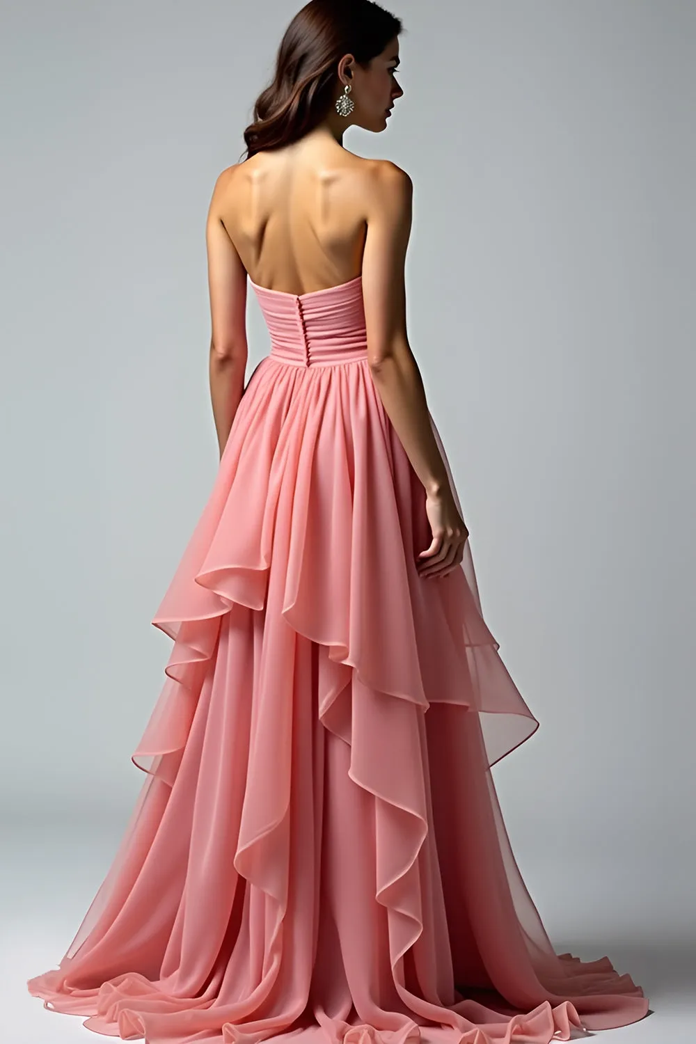Dusty Rose Sweetheart Ruffled Prom Dress sold by Zapaka product image thumbnail 3