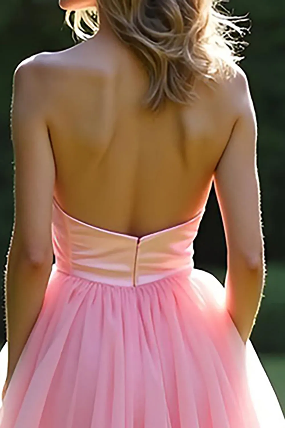 Pink A-Line Strapless Ruffles Tulle Ball Gown sold by Zapaka product image thumbnail 4