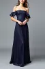 Off the Shoulder Navy Ruched A Line Formal Dress sold by Zapaka