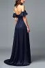 Off the Shoulder Navy Ruched A Line Formal Dress sold by Zapaka
