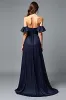 Off the Shoulder Navy Ruched A Line Formal Dress sold by Zapaka