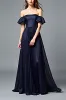 Off the Shoulder Navy Ruched A Line Formal Dress sold by Zapaka