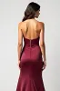 Strapless Burgundy Mermaid Satin Pleated Formal Dress sold by Zapaka