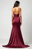 Strapless Burgundy Mermaid Satin Pleated Formal Dress sold by Zapaka