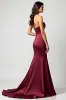 Strapless Burgundy Mermaid Satin Pleated Formal Dress sold by Zapaka