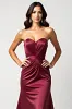 Strapless Burgundy Mermaid Satin Pleated Formal Dress sold by Zapaka