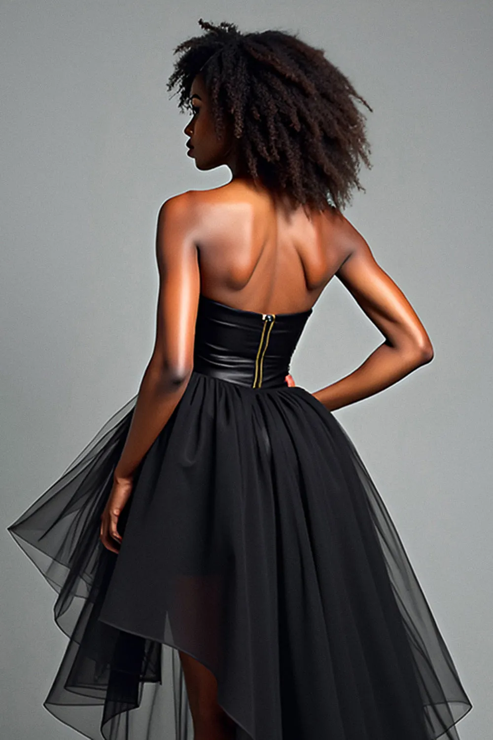 Black A Line Sweetheart High-Low Formal Dress sold by Zapaka product image thumbnail 5