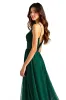 A Line Dark Green Spaghetti Straps Long Wedding Guest Dress sold by Zapaka