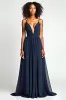 A Line Navy Spaghetti Straps Long Wedding Guest Dress sold by Zapaka