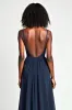 A Line Navy Spaghetti Straps Long Wedding Guest Dress sold by Zapaka