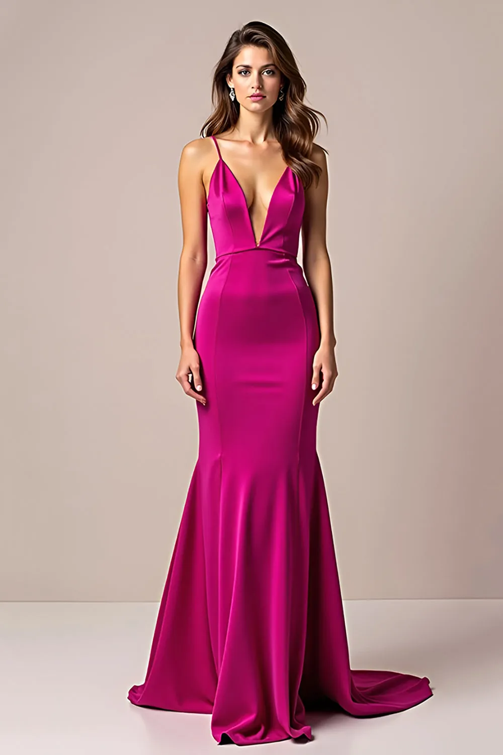 Fuchsia Mermaid Spaghetti Straps Long Prom Dress sold by Zapaka