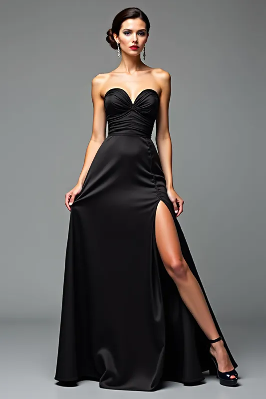 Mermaid Strapless Black Tie Dress With Slit sold by Zapaka