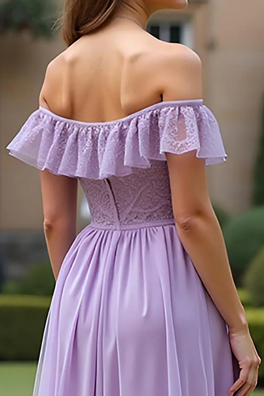 Lilac A Line Off The Shoulder Long Tulle Formal Dress sold by Zapaka product image thumbnail 5