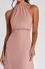 Sparkly Pink Sheath Beaded Halter Long Formal Dress sold by Zapaka