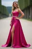 Fuchsia Strapless A Line Prom Dress With Slit sold by Zapaka