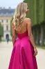 Fuchsia Strapless A Line Prom Dress With Slit sold by Zapaka