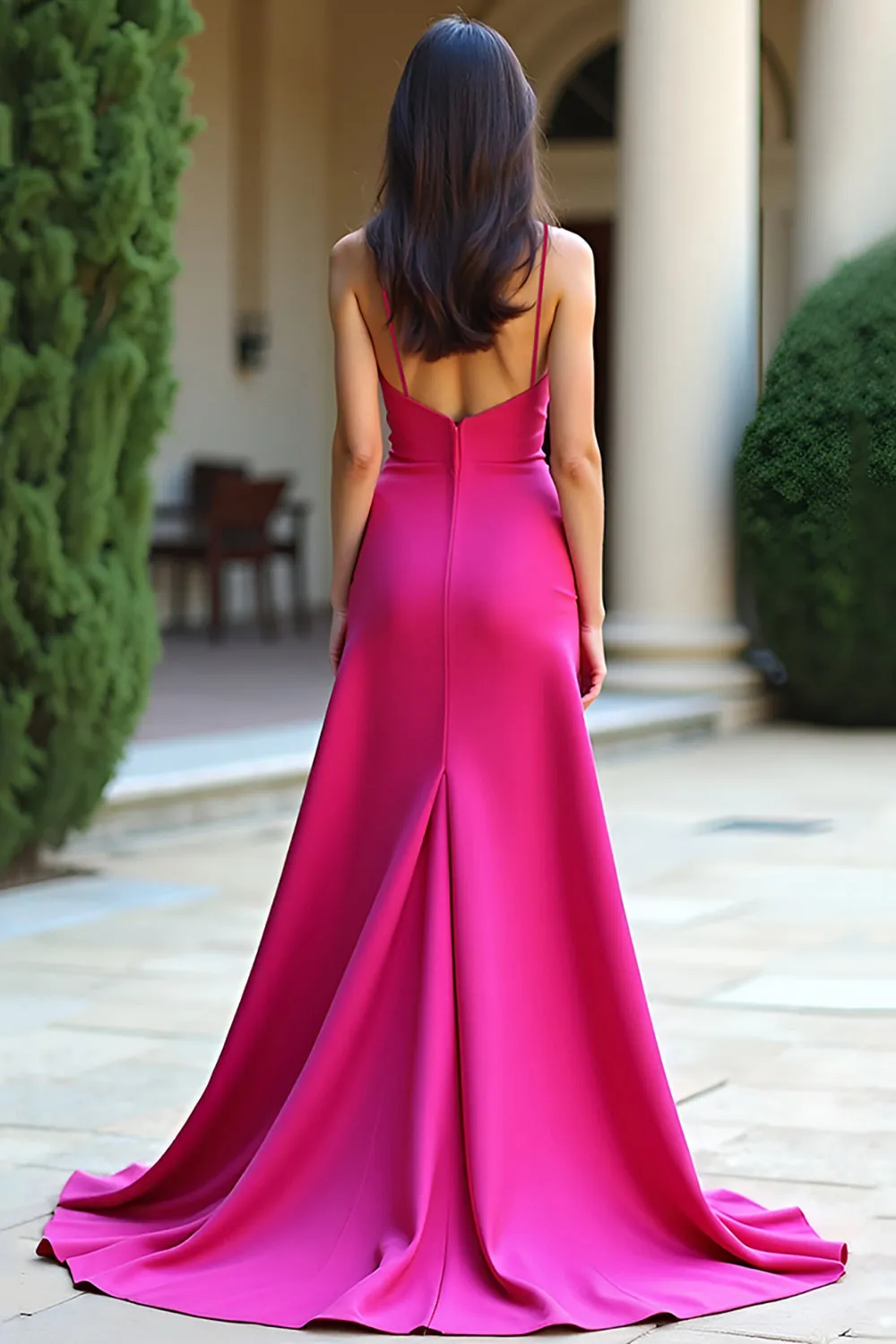 Fuchsia Spaghetti Straps Sheath Prom Dress sold by Zapaka product image thumbnail 2