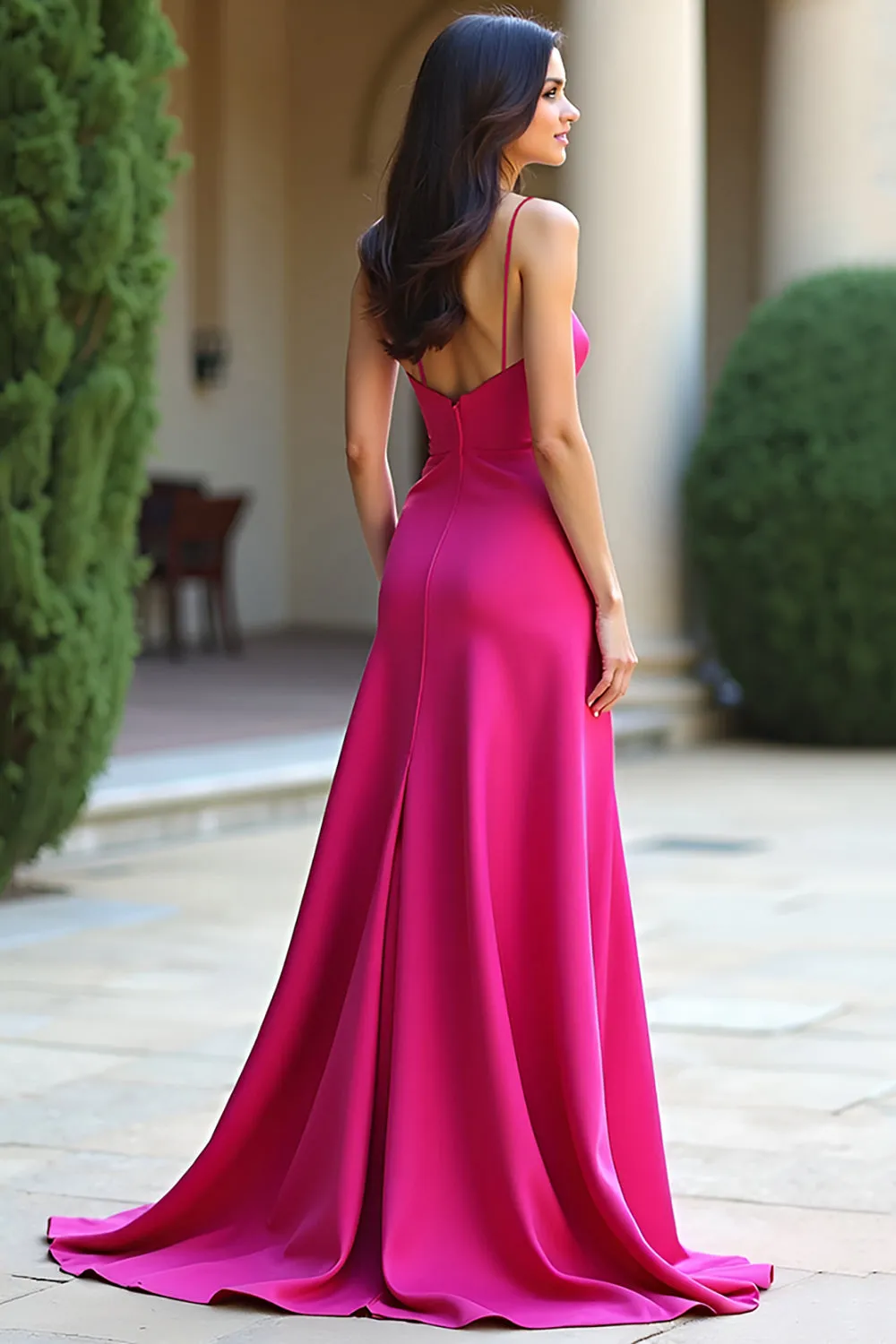 Fuchsia Spaghetti Straps Sheath Prom Dress sold by Zapaka product image thumbnail 3