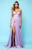 Lilac A-Line Open Back Spaghetti Straps Ruched Long Bridesmaid Dress with Slit sold by Zapaka