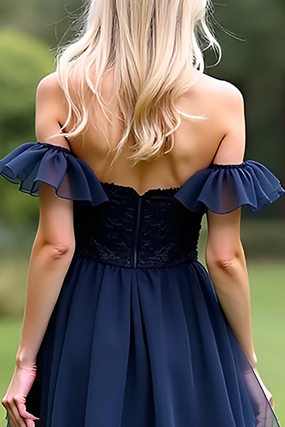 Navy Off the Shoulder A Line Formal Dress sold by Zapaka product image thumbnail 5