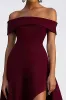 Off the Shoulder Sheath Burgundy Crepe Formal Dress sold by Zapaka