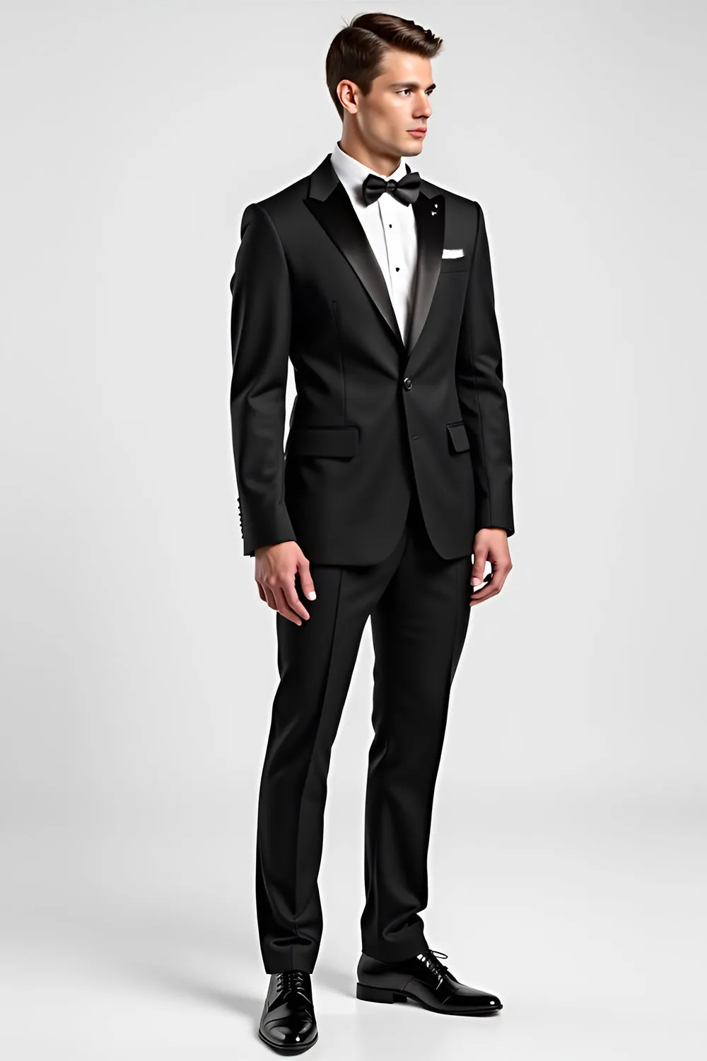 Single Breasted Black 2 Pieces Peak Lapel Men's Suits sold by Zapaka