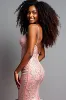 Blush Pink Mermaid Spaghetti Straps Tulle Long Prom Dress with Appliques sold by Zapaka