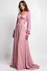 Dusty Rose A Line V-Neck Chiffon Lace Mother of the Bride Dress sold by Zapaka
