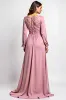 Dusty Rose A Line V-Neck Chiffon Lace Mother of the Bride Dress sold by Zapaka