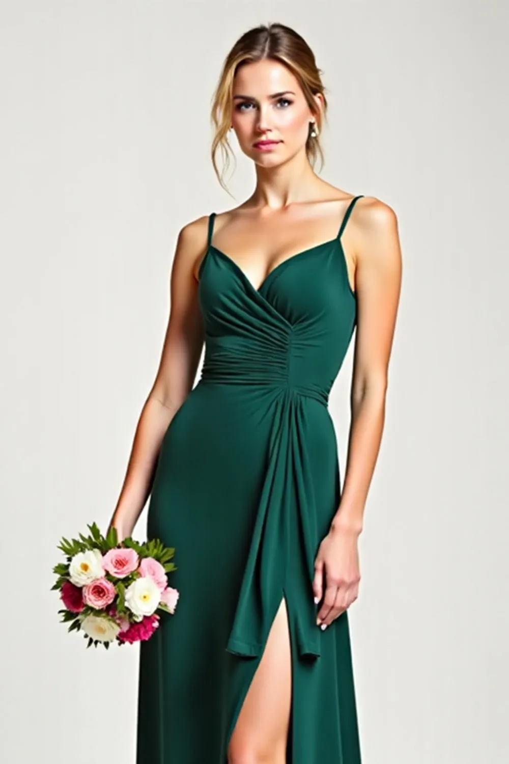Chiffon Spaghetti Straps Pine Bridesmaid Dress sold by Zapaka product image thumbnail 5