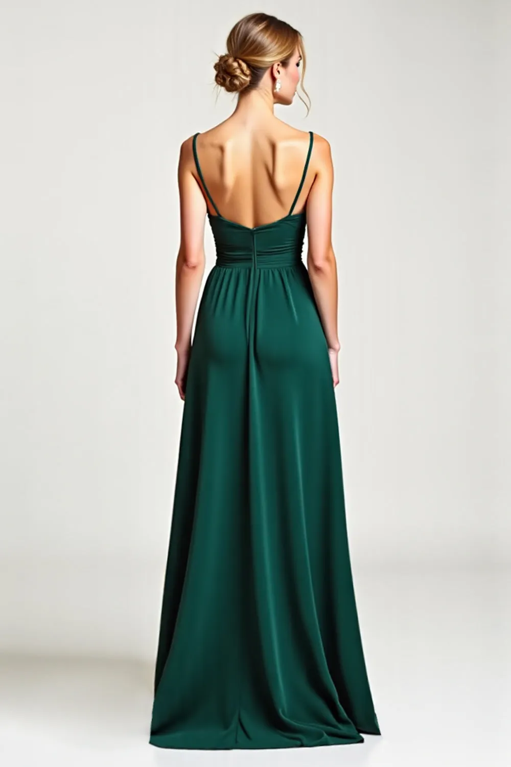 Chiffon Spaghetti Straps Pine Bridesmaid Dress sold by Zapaka product image thumbnail 2