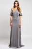 Off The Shoulder Grey Ruffled Sheath Bridesmaid Dress sold by Zapaka